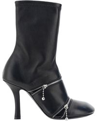 Burberry - Leather Peep Boots - Lyst
