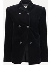KHAITE - Rolo Stretch-Velvet Double-Breasted Jacket - Lyst