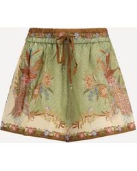 Zimmermann - Indra Relaxed Silk Drawstring Shorts - Lyst