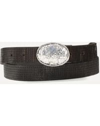 Brunello Cucinelli - Texture Calfskin Belt With Braided Metal Buckle - Lyst