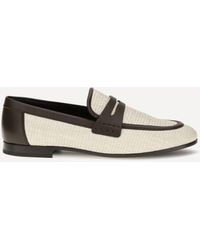 Brunello Cucinelli - Two-Tone Leather And Raffia Loafers - Lyst