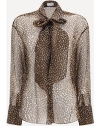 Brunello Cucinelli - Dapple Silk Organza Shirt With Neck Tie - Lyst