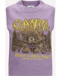 Ganni - Teddy Alpaca And Wool-Blend Vest - Lyst