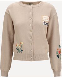 Weekend by Maxmara - Cotton Knit Cardigan With Intarsia - Lyst