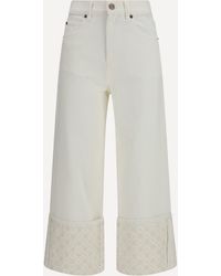 Tory Burch - T Monogram Contrast Cuff Straight-Leg Jeans - Lyst