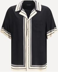 Dolce & Gabbana - Hawaii Shirt With Logo And Striped Print - Lyst