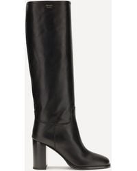 Prada - High Leather Boots With Screen-Printed Logo - Lyst