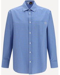Loewe - Textured Cotton Check Shirt - Lyst