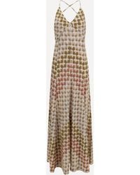 Missoni - Long Lamé Viscose Dress With Crossed Straps - Lyst