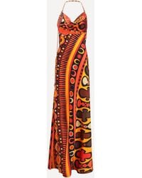 PUCCI - Long Silk-Blend Printed Dress - Lyst