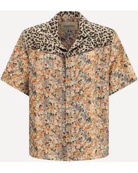 Valentino - Short-Sleeve Floral And Leopard Print Shirt - Lyst