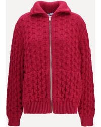 Prada - Aran Wool Zip Cardigan - Lyst