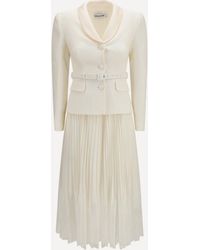 Self-Portrait - Bouclé Midi Dress With Shawl Collar - Lyst