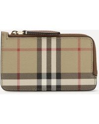 Burberry - Check Card Holder With Zipper - Lyst