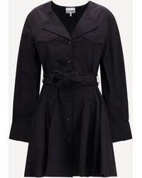 Ganni - Short Shirt Dress With Belt - Lyst