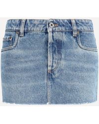 Miu Miu - Frayed Hem Denim Mini Skirt - Lyst