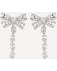 Self-Portrait - Crystal Bow Drop Earrings - Lyst