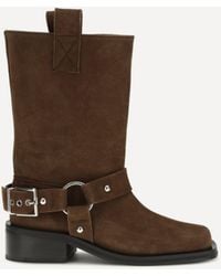 Ganni - Suede Biker Boots - Lyst