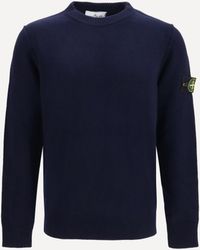 Stone Island - Maglione Girocollo Con Patch Logo Sul Braccio - Lyst