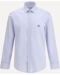 Etro - Striped Cotton Shirt With An Embroidered Pegaso Logo On The Chest - Lyst