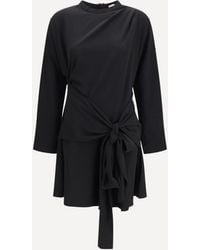 Ganni - Draped-Knot Crepe Mini Dress - Lyst