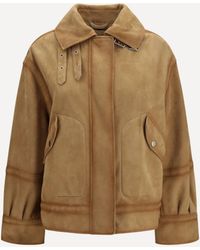 Ermanno Scervino - Suede Aviator Bomber Jacket Tannin - Lyst