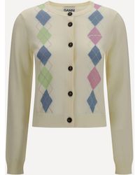 Ganni - Diamond-Pattern Cardigan - Lyst