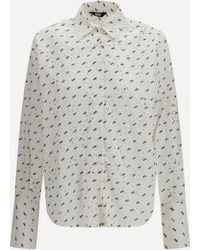 Gcds - Oversized Cotton Broderie Anglaise Shirt With All-Over Logo Embroidery - Lyst