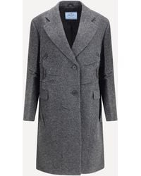 Prada - Single-Breasted Shetland Wool Coat - Lyst