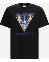 CASABLANCA - Tennis Club Monde Perdu Print T-Shirt - Lyst