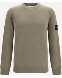 Stone Island - Maglione Girocollo Con Patch Logo Sul Braccio - Lyst