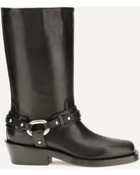 Rabanne - Leather Buckle Snkle Boots - Lyst