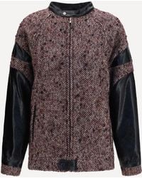 Kristina Ti - Virgin Wool Blend Jacket With Leather Sleeves - Lyst