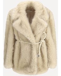 Max Mara - Furry Rosaria Belted Coat - Lyst