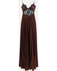 Self-Portrait - Satin Long Dress With Lace Inserts - Lyst