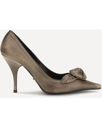 Prada - Leather Pumps With Rose Appliqué - Lyst