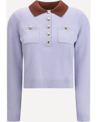 Self-Portrait - Contrast Collar Sweater - Lyst