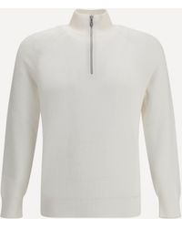 Brunello Cucinelli - Cotton Sweater With A High Neckline - Lyst