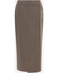 Giorgio Armani - Silk And Wool Wrap Long Skirt With Patch Pocket - Lyst