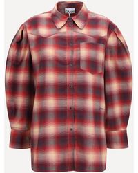 Ganni - Cotton Flannel Check Shirt - Lyst