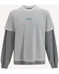 Balenciaga - Double-Sleeve Cotton T-Shirt - Lyst