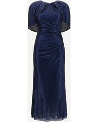 Self-Portrait - Midi Dress With Cape Sleeves And Crystals - Lyst