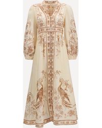 Zimmermann - Indra Plunge Floral Dress - Lyst
