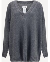MM6 by Maison Margiela - Oversized V-Neck Sweater - Lyst