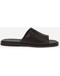 Prada - Leather Slide Sandals - Lyst