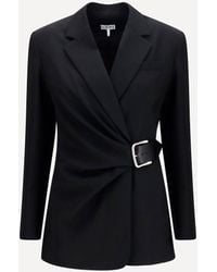 Loewe - Draped Wool Jacket With Belt - Lyst