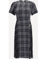 Burberry - Check Wool Blend Kilt Dress - Lyst