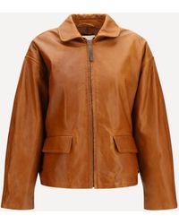 Marni - Glossy Leather Jacket With Back Martingale - Lyst