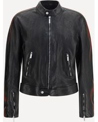 Gucci - Buffalo Leather Bomber With Web Trim - Lyst
