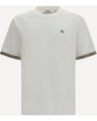 Burberry - Cotton T-Shirt With Check Trims - Lyst